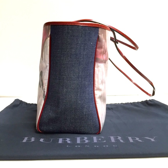 Authentic Burberry Denim Umbrella Print Tote Bag - Picture 2 of 7